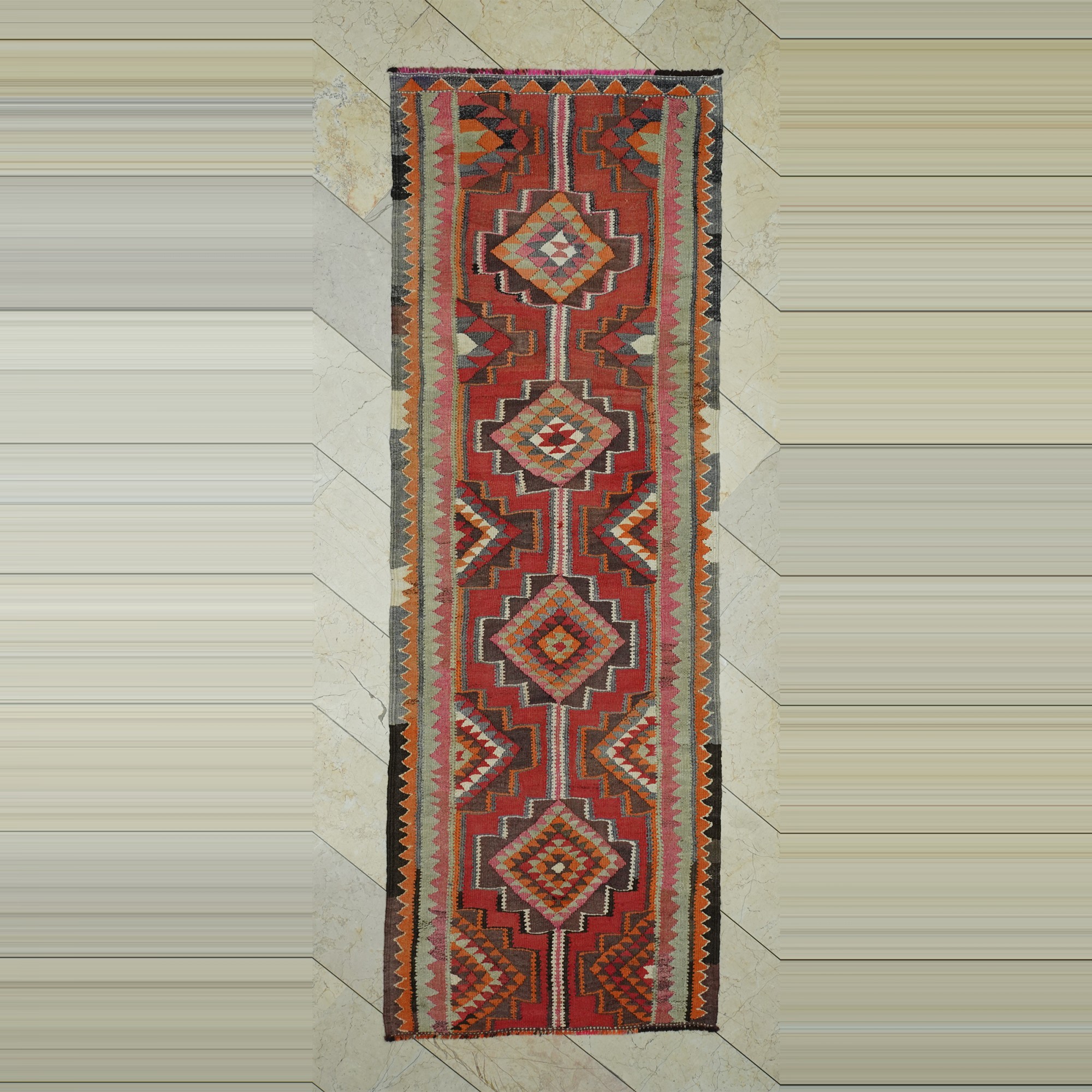 Bohemian Kilim Rug Runner 3x10 Feet 100,296 - Turkish Rug Runner