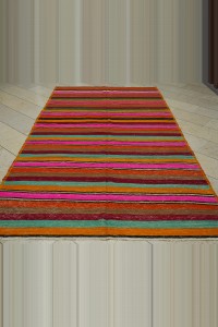 Bright Multi Colors Striped Kilim Rug 6x10 Feet 177,312 - Turkish Kilim Rug  $i