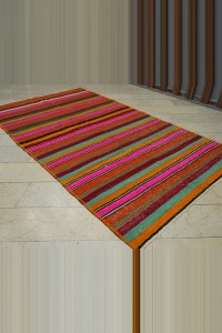Bright Multi Colors Striped Kilim Rug 6x10 Feet 177,312 - Turkish Kilim Rug  $i
