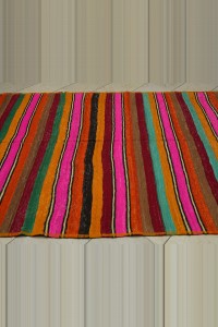 Bright Multi Colors Striped Kilim Rug 6x10 Feet 177,312 - Turkish Kilim Rug  $i