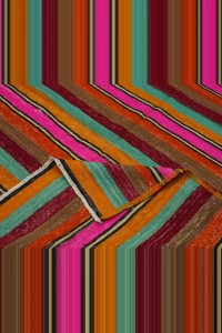Bright Multi Colors Striped Kilim Rug 6x10 Feet 177,312 - Turkish Kilim Rug  $i