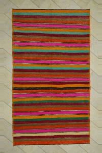 Turkish Kilim Rug Bright Multi Colors Striped Kilim Rug 6x10 Feet 177,312