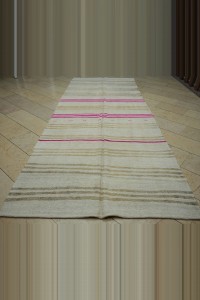 Bright Pink Striped White Hemp Rug 5x13 Feet 162,392 - Turkish Hemp Rug $i