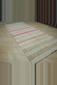 Bright Pink Striped White Hemp Rug 5x13 Feet 162,392 - Turkish Hemp Rug $i