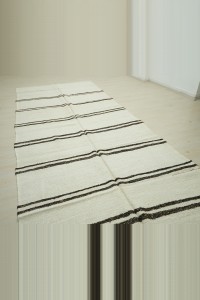 Brown And White Hemp Kilim Rug 5x12 158,376 - Turkish Hemp Rug $i