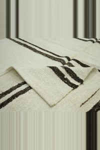 Brown And White Hemp Kilim Rug 5x12 158,376 - Turkish Hemp Rug $i