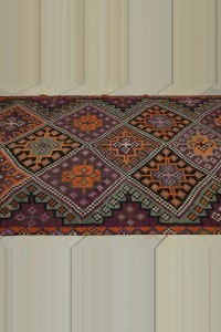 Brown Orange Kars Turkish Kilim Rug 5x12  152,356 - Turkish Kilim Rug  $i