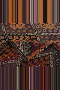 Brown Orange Kars Turkish Kilim Rug 5x12  152,356 - Turkish Kilim Rug  $i