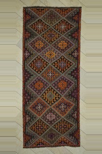 Turkish Kilim Rug Brown Orange Kars Turkish Kilim Rug 5x12  152,356