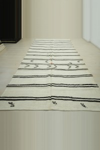 Brown Stripe White Hemp Kilim Rug 197,380 - Turkish Hemp Rug $i
