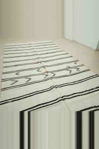 Brown Stripe White Hemp Kilim Rug 197,380 - Turkish Hemp Rug $i