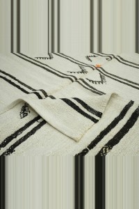 Brown Stripe White Hemp Kilim Rug 197,380 - Turkish Hemp Rug $i