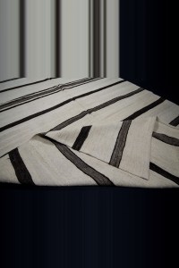 Brown Striped Cream Turkish Kilim rug 6x12 Feet 164,360 - Turkish Natural Rug $i