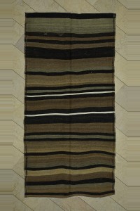Goat Hair Rug Brown Striped Turkish Kilim Rug 5x9 Feet  144,290