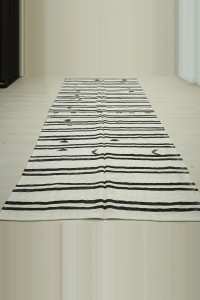 Brown Striped White Hemp Rug 5x12 Feet 155,350 - Turkish Hemp Rug $i