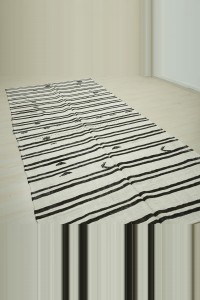 Brown Striped White Hemp Rug 5x12 Feet 155,350 - Turkish Hemp Rug $i