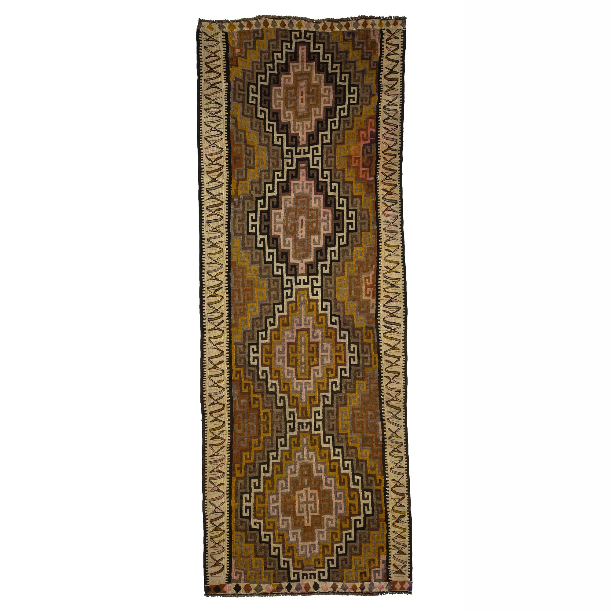Brown Turkish Kilim Rug 4x10 Feet 115,313 - Turkish Rug Runner