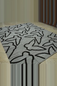 Butterfly Pattern Gray Kilim rug 8x10 Feet  246,307 - Grey Turkish Rug  $i