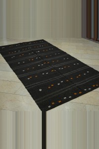 Chic Embrodiery on Striped Goat Hair Rug 5x9 Feet 150,284 - Goat Hair Rug $i