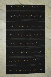 Chic Embrodiery on Striped Goat Hair Rug 5x9 Feet 150,284 - Goat Hair Rug  $i