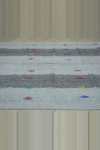 Colorful Embrodiery on Grey Kilim 7x10 Feet 203,294 - Grey Turkish Rug  $i