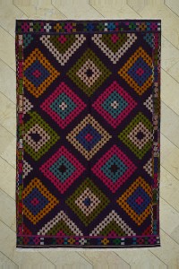 Turkish Kilim Rug Colorful Embroidered Jijim Kilim Rug 6x9 Feet 182,285