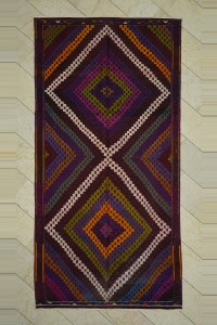 Turkish Kilim Rug Colorful Gordes Embroidered Cicim Kilim Rug 5x11 Feet 164,328