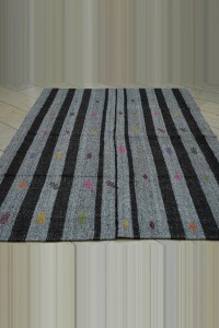 Colourful Wool Embrodiery on Grey Rug 6x8 Feet 176,250 - Grey Turkish Rug $i