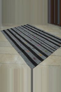 Colourful Wool Embrodiery on Grey Rug 6x8 Feet 176,250 - Grey Turkish Rug $i