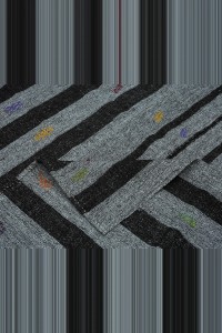 Colourful Wool Embrodiery on Grey Rug 6x8 Feet 176,250 - Grey Turkish Rug $i