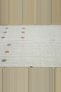 Cotton Woven Turkish Kilim Rug 5x8 Feet  149,254 - Turkish Natural Rug  $i