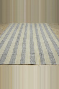 Cream Striped Gray Turkish Kilim Rug 8x10 Feet  228,310 - Grey Turkish Rug  $i