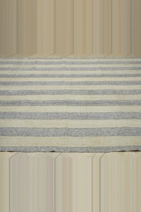 Cream Striped Gray Turkish Kilim Rug 8x10 Feet  228,310 - Grey Turkish Rug  $i