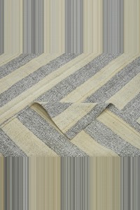 Cream Striped Gray Turkish Kilim Rug 8x10 Feet  228,310 - Grey Turkish Rug  $i