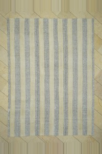 Cream Striped Gray Turkish Kilim Rug 8x10 Feet  228,310 - Grey Turkish Rug  $i