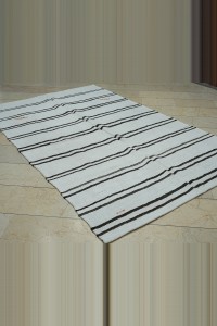 Dark Brown And White Hemp Kilim Rug 5.5x9 172,267 - Turkish Hemp Rug $i