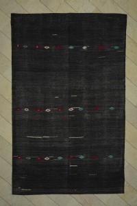 Goat Hair Rug Dark Brown Flat Weave Turkish Kilim Rug 7x11 Feet  221,348