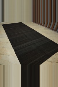 Dark Brown Natural Goat Hair Woven Turkish Kilim Rug 6x14 176,416 - Goat Hair Rug $i
