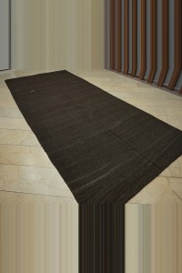 Dark Brown Organic Goat Hair Woven Kilim Rug 6x13 Feet 177,405 - Goat Hair Rug $i
