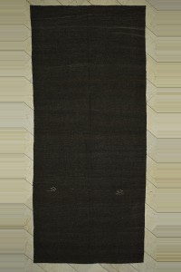 Goat Hair Rug Dark Brown Organic Goat Hair Woven Kilim Rug 6x13 Feet 177,405