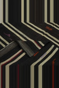 Dark Brown White Turkish Kilim Rug 5x10 Feet 154,310 - Goat Hair Rug $i