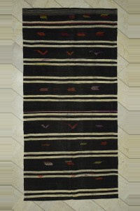 Goat Hair Rug Dark Brown White Turkish Kilim Rug 5x10 Feet  154,310