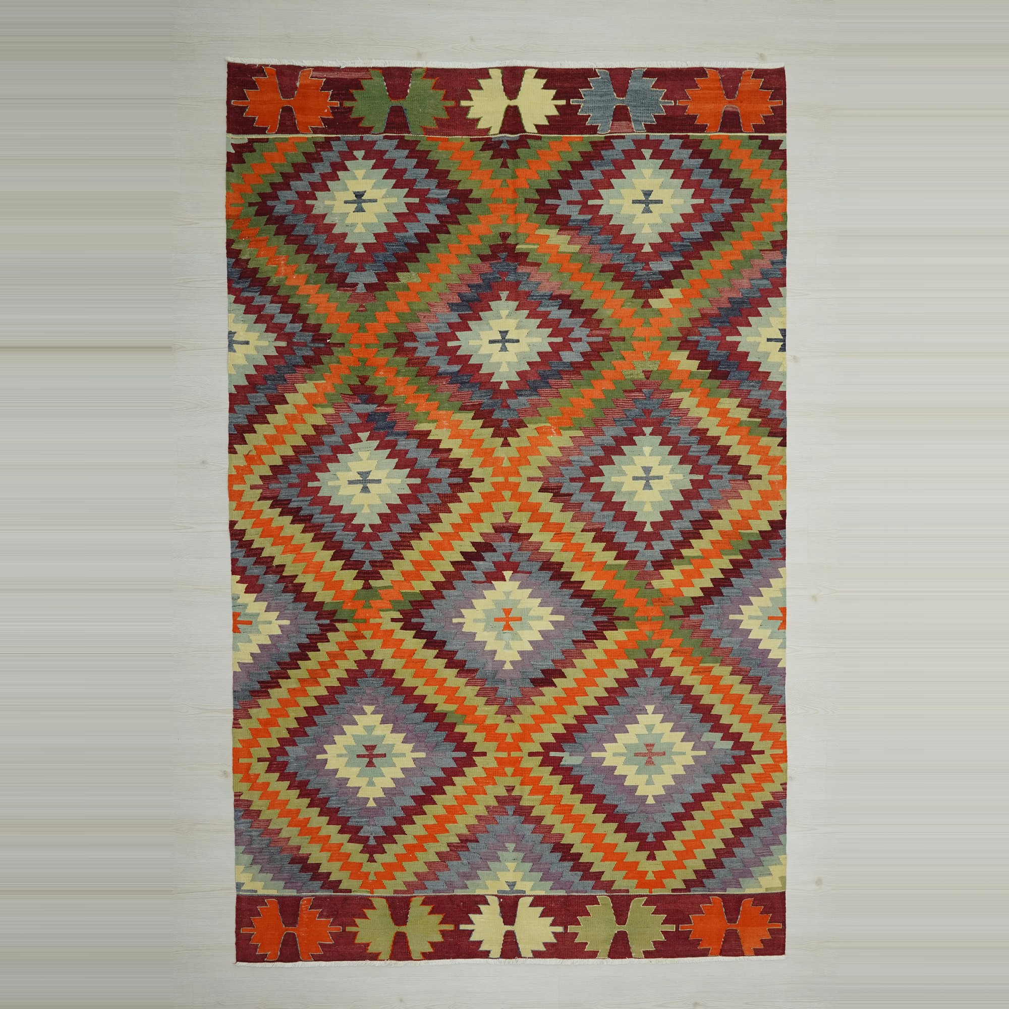 Denizli Cal Turkish Kilim Rug 6x9 Feet  183,293 - Turkish Kilim Rug