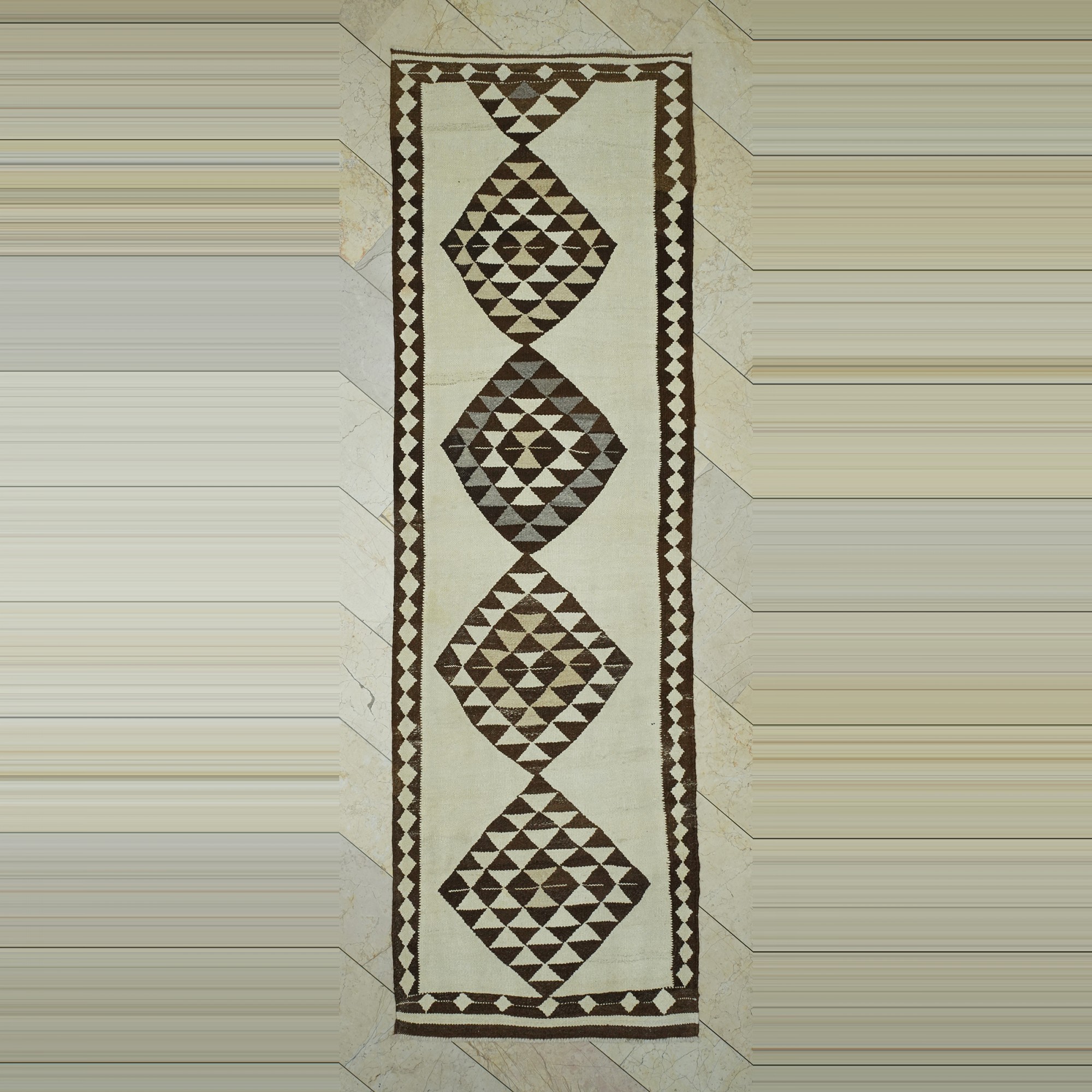 Diamond Pattern Rug Runner 3x11 Feet 104,345 - Turkish Rug Runner