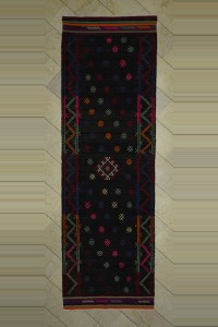 Turkish Rug Runner Embrodiery Kilim Rug Runner 4x12 Feet 119,370