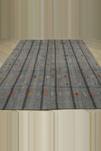 Embroidered Gray Kilim Rug 7x10 Feet 208,296 - Grey Turkish Rug  $i