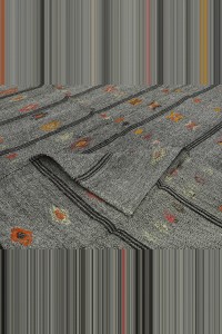 Embroidered Gray Kilim Rug 7x10 Feet 208,296 - Grey Turkish Rug  $i