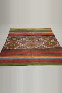 Embroidered Sivas Kilim Rug 4x5 Feet  130,137 - Turkish Kilim Rug  $i