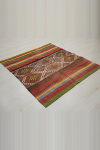 Embroidered Sivas Kilim Rug 4x5 Feet  130,137 - Turkish Kilim Rug  $i