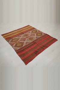 Embroidery Sivas Kilim Rug 4x5 Feet 130,147 - Turkish Kilim Rug  $i